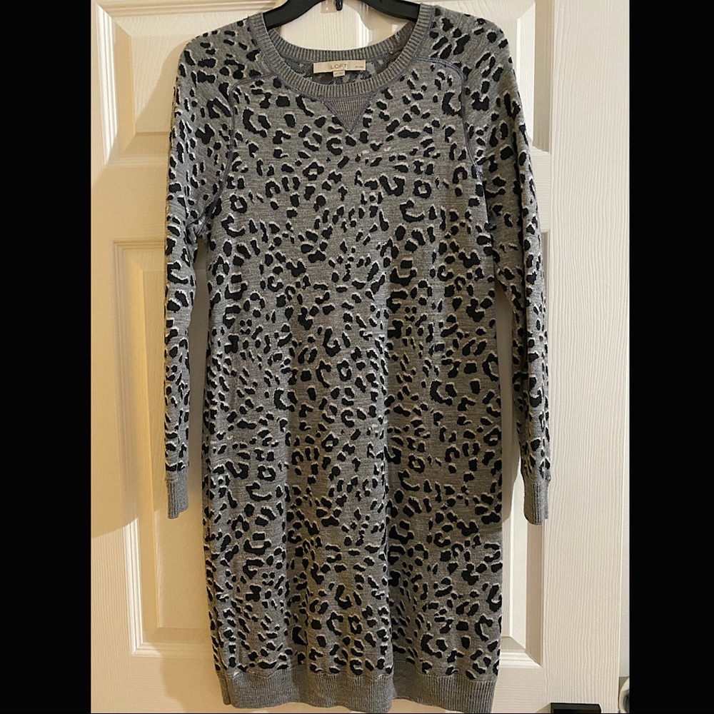 LOFT Leopard Sweater Dress (Size: MP)